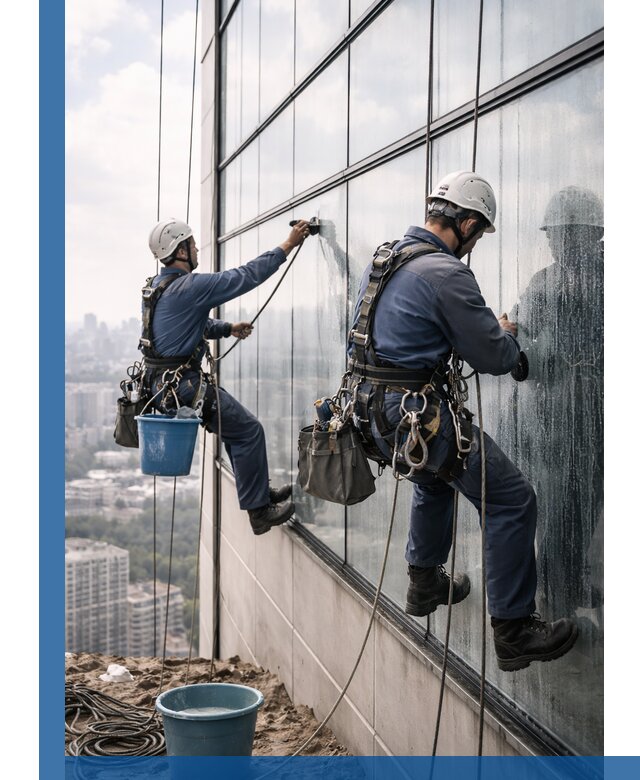 Профессиональная мойка фасадных окон альпинистами в Балахне