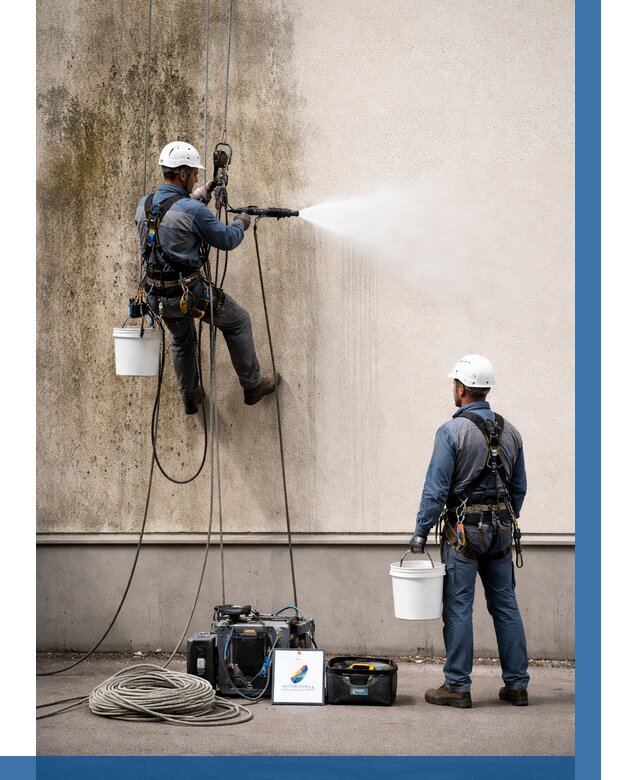 Очистка фасада от плесени в Балахне от 313 р. | ВЫСОТНИК-Блх