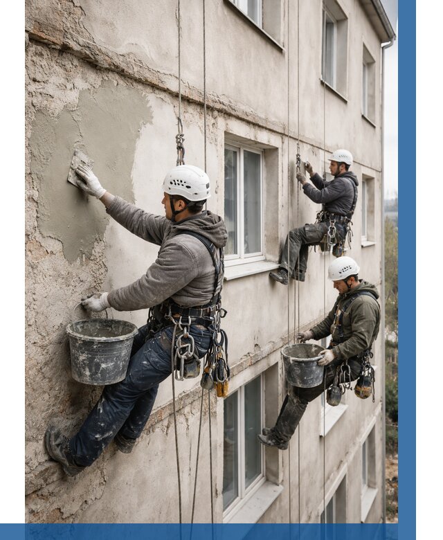 Ремонт штукатурного фасада в Балахне от 784 р. под ключ | ВЫСОТНИК-Блх