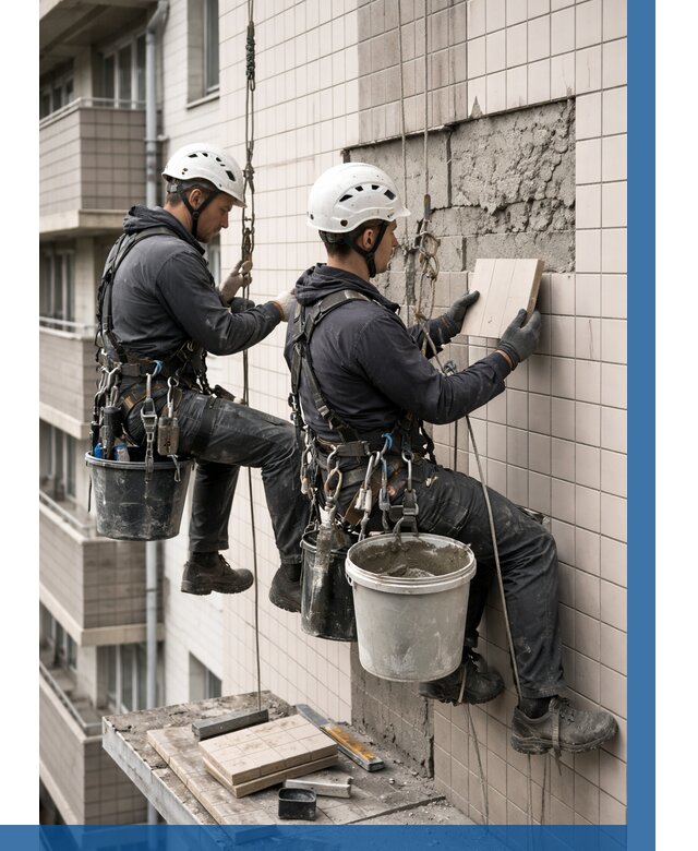 Ремонт облицовки фасада плиткой в Балахне от 1881 р. | ВЫСОТНИК-Блх