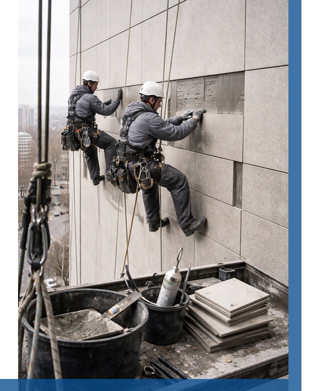 Ремонт фасада из керамогранита в Балахне от 2612 р. | ВЫСОТНИК-Блх