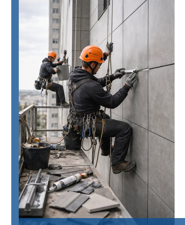 Профессиональный ремонт фасада из керамогранита в Балахне