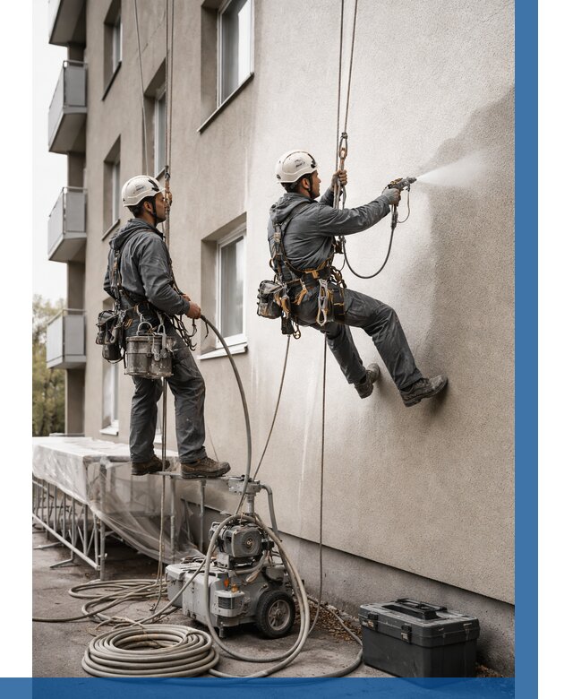 Безвоздушная покраска фасада в Балахне от 230 р/м² | ВЫСОТНИК-Блх