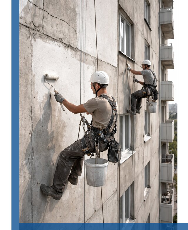 Покраска бетонного фасада в Балахне для жилых и промышленных объектов