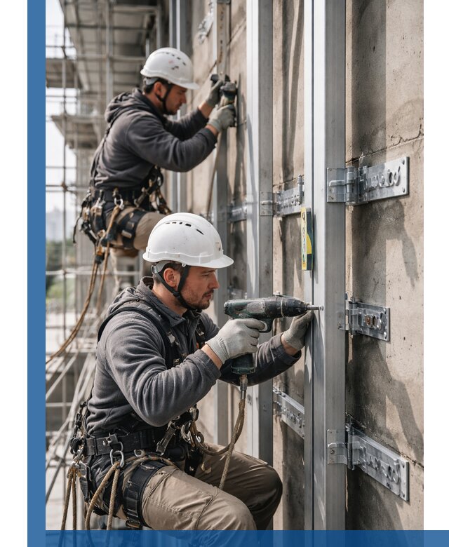 Монтаж и крепление подсистемы вентфасада в Балахне