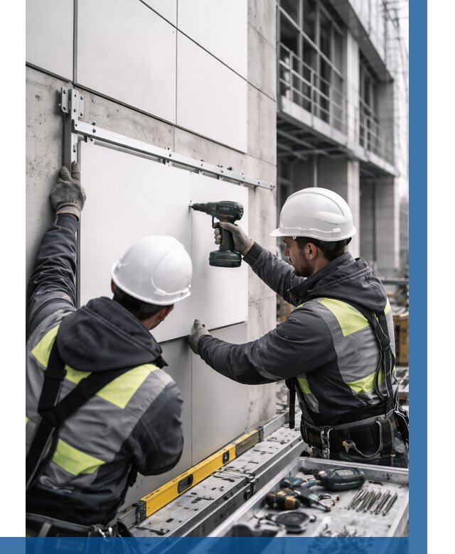 Монтаж композитных панелей фасада в Балахне от 2612 р. | ВЫСОТНИК-Блх