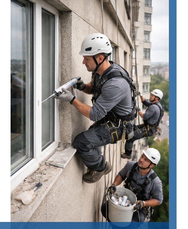 Герметизация оконных швов снаружи в Балахне от 1567 р. | ВЫСОТНИК-Блх