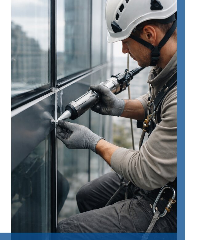 Герметизация стыков витража в Балахне от 1254 р. | ВЫСОТНИК-Блх