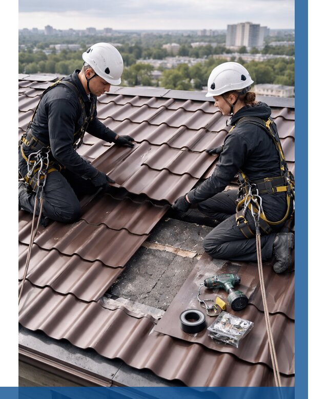 Ремонт металлочерепицы на крыше в Балахне от 940 р. | ВЫСОТНИК-Блх