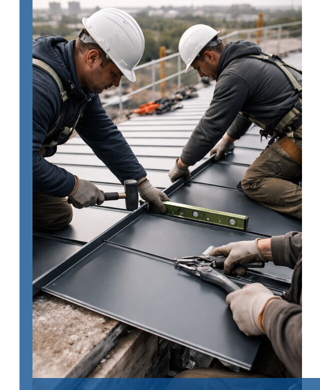 Монтаж фальцевой кровли в Балахне для промышленных зданий