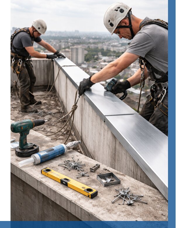 Монтаж парапетных крышек в Балахне от 836 р. | ВЫСОТНИК-Блх