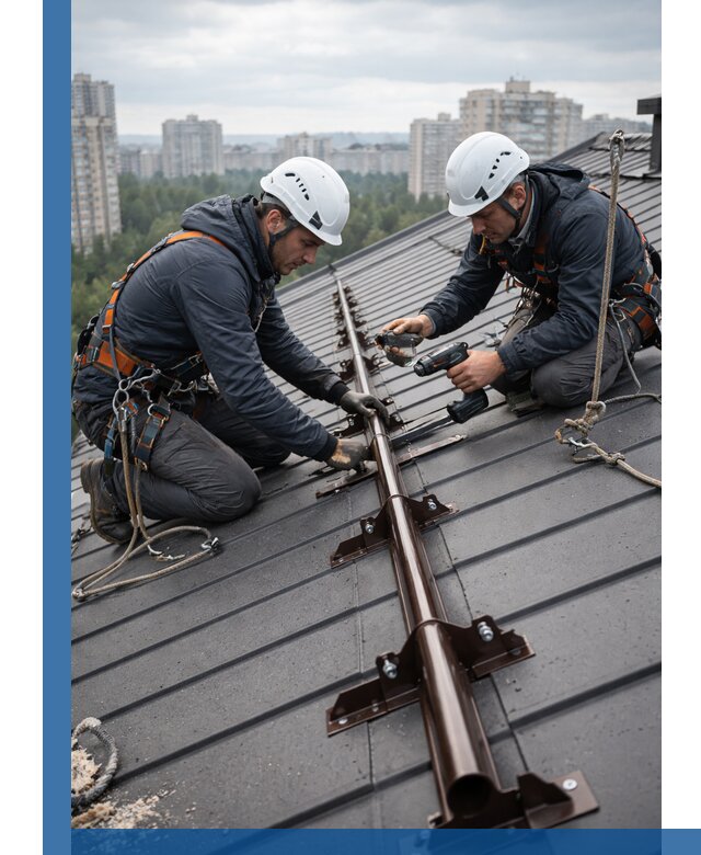 Монтаж снегозадержателей на кровле зданий в Балахне под ключ