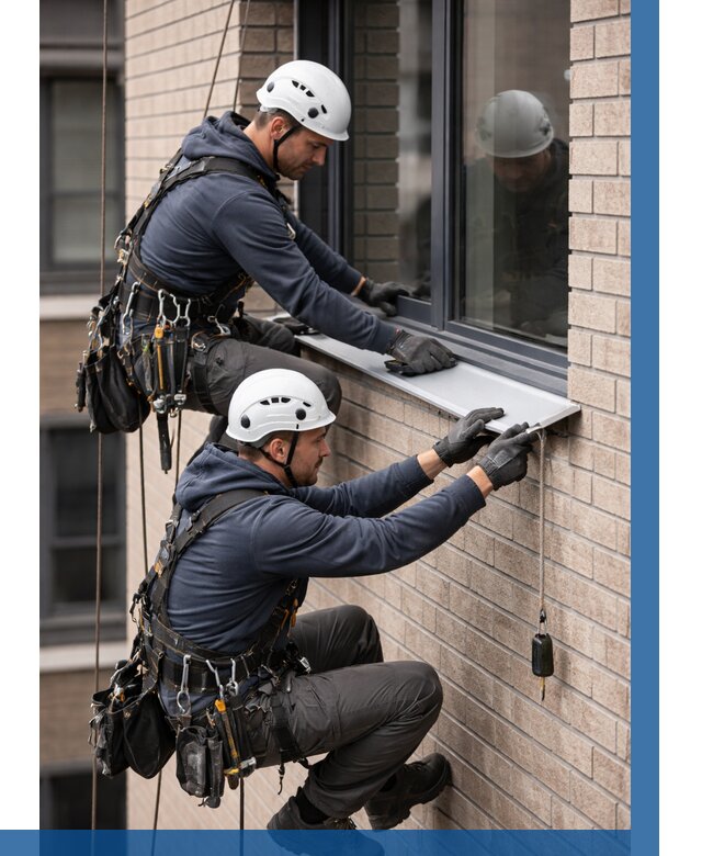 Монтаж оконных отливов под ключ в Балахне от 3657 р. | ВЫСОТНИК-Блх