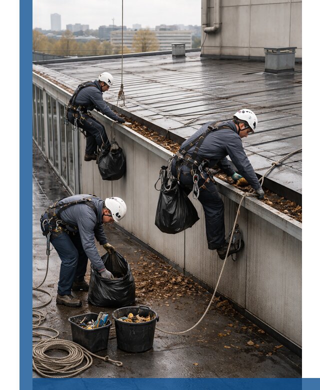 Очистка кровли по периметру в Балахне силами промышленных альпинистов