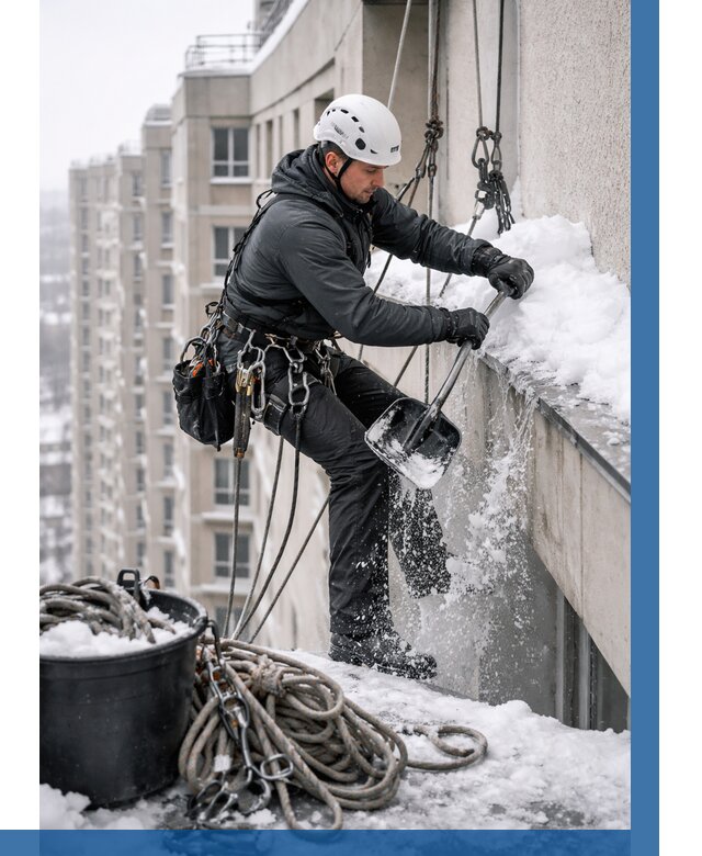 Очистка карнизов от снега в Балахне от 313 р. | ВЫСОТНИК-Блх