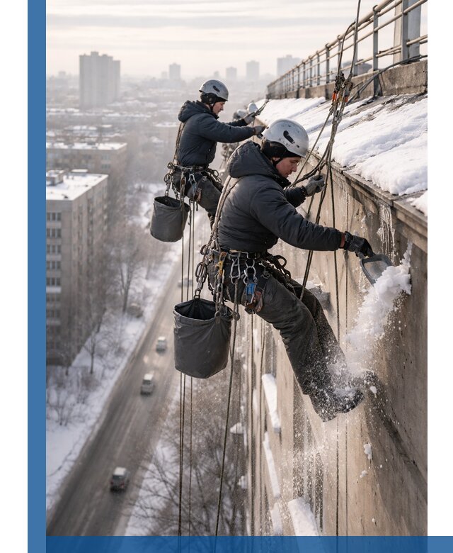 Очистка карнизов от снега в Балахне профессионально и безопасно
