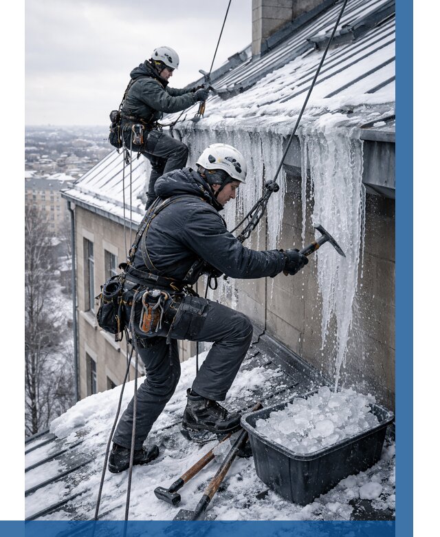 Удаление наледи с кровли в Балахне от 5746 р. | ВЫСОТНИК-Блх