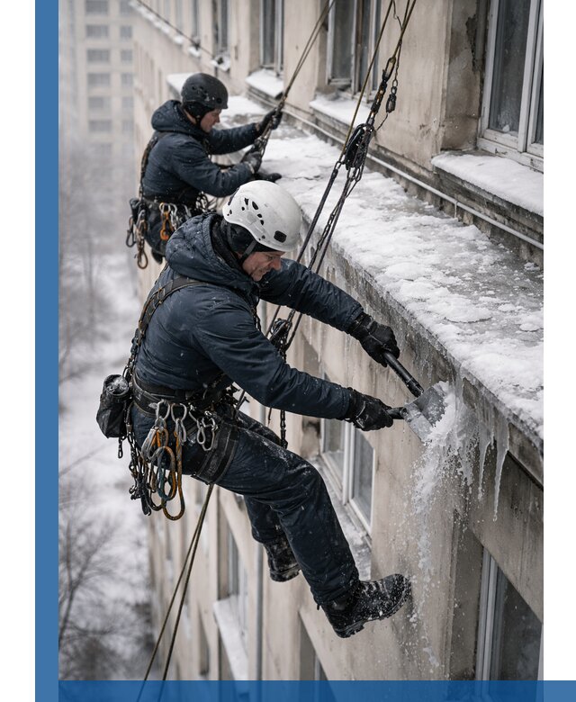 Удаление наледи и сосулек с карнизов в Балахне профессионально
