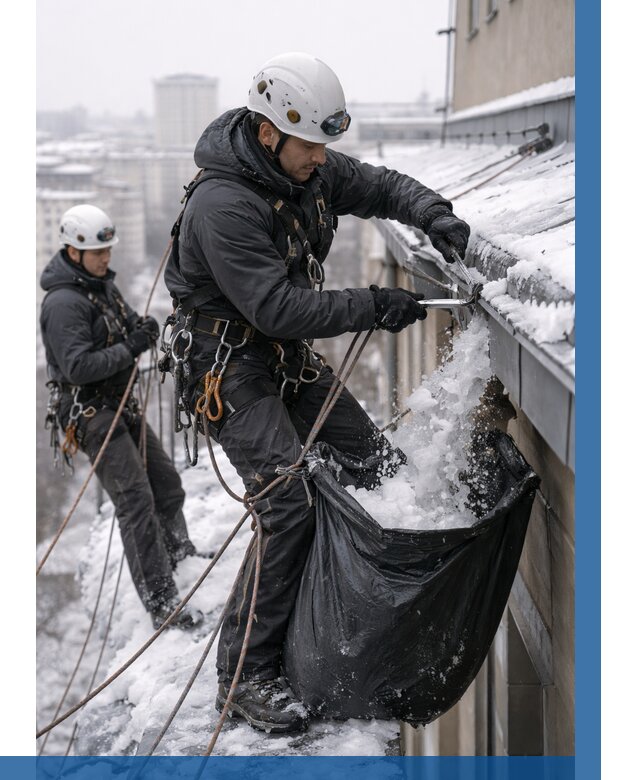 Аварийная очистка крыши в Балахне под ключ от 313 р. | ВЫСОТНИК-Блх