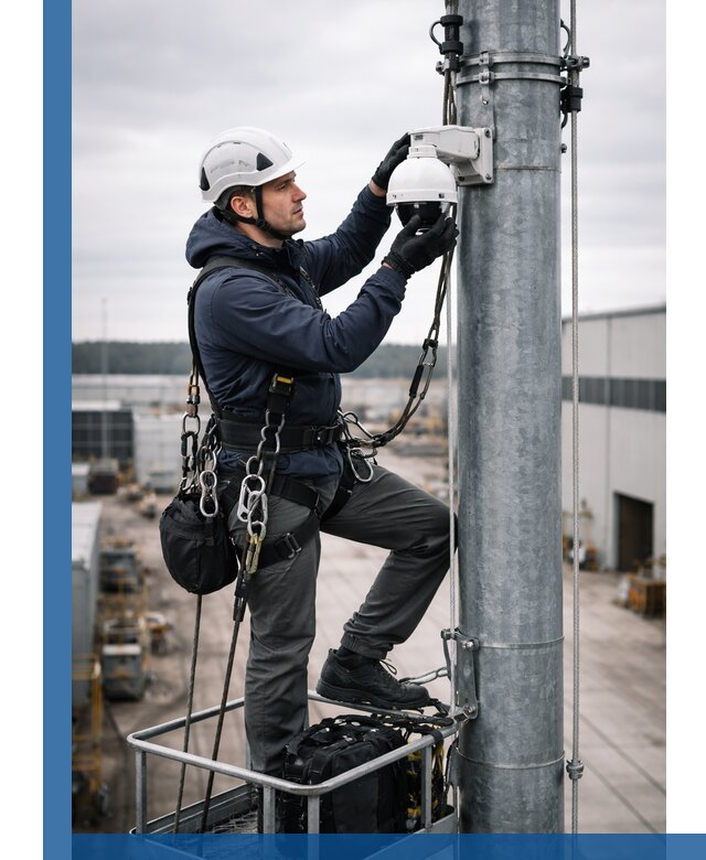 Профессиональная установка видеокамер на мачте в Балахне