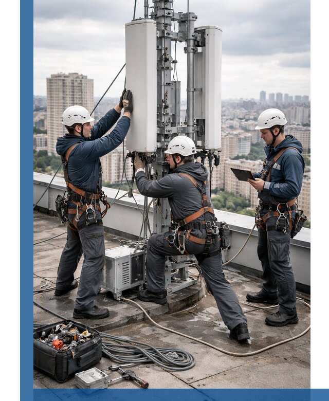 Монтаж антенн связи на крыше в Балахне с вводом в эксплуатацию