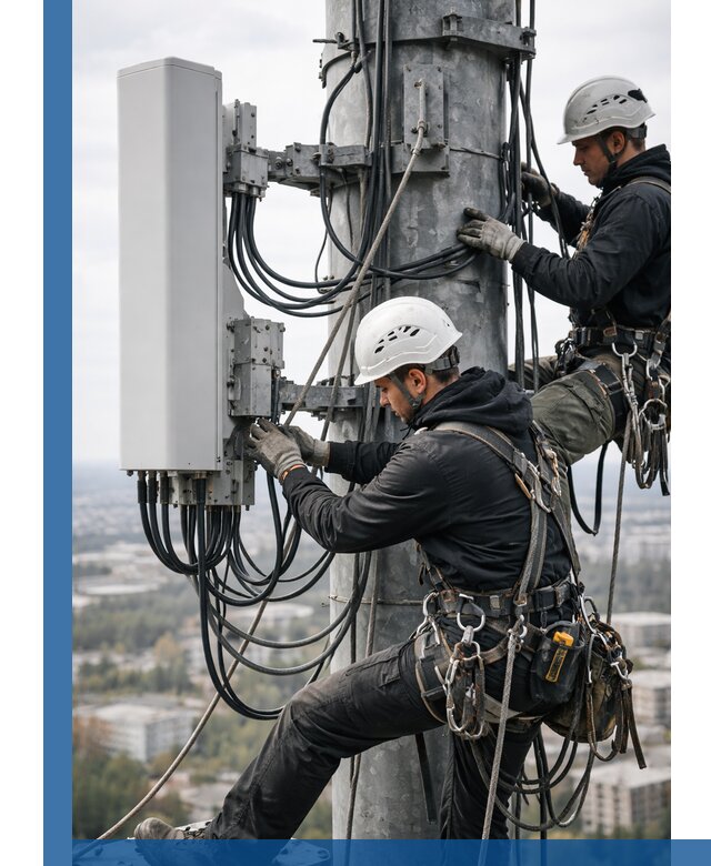 Монтаж оборудования связи на мачте в Балахне с пусконаладкой