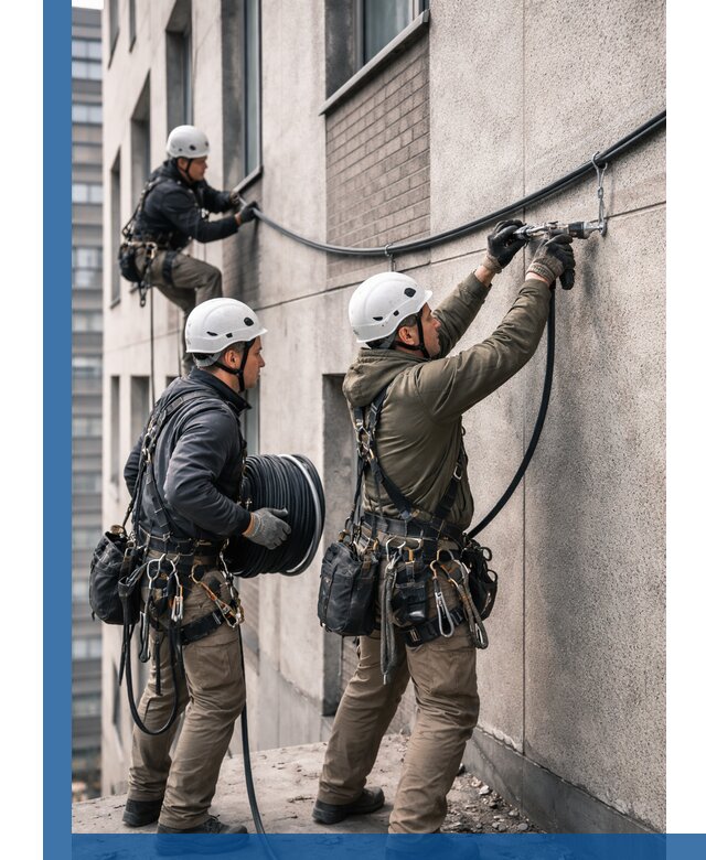 Прокладка кабеля по фасаду в Балахне, профессиональный монтаж