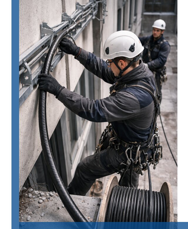 Протяжка кабеля питания на высоте в Балахне с гарантией безопасности и качества