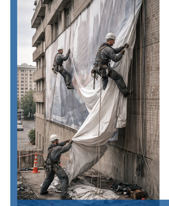 Демонтаж баннеров с фасада в Балахне оперативно и безопасно