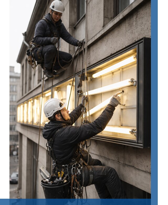 Замена ламп в вывеске в Балахне под ключ от 3657 р. | ВЫСОТНИК-Блх