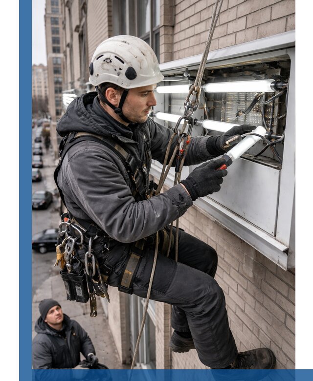 Профессиональная замена ламп в наружной вывеске в Балахне