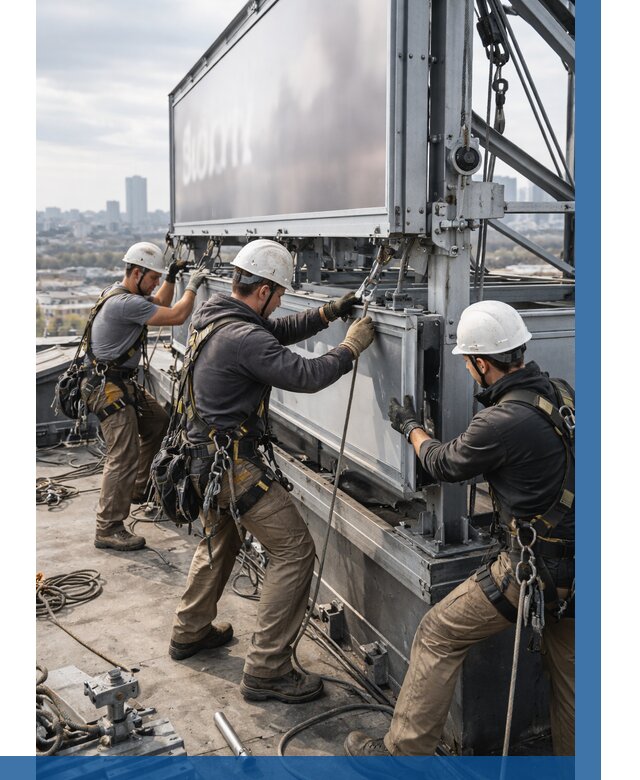 Монтаж крышной рекламной конструкции в Балахне от 62688 р.|ВЫСОТНИК-Блх