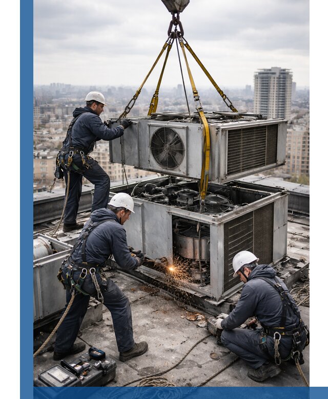 Демонтаж крышной установки в Балахне любой сложности