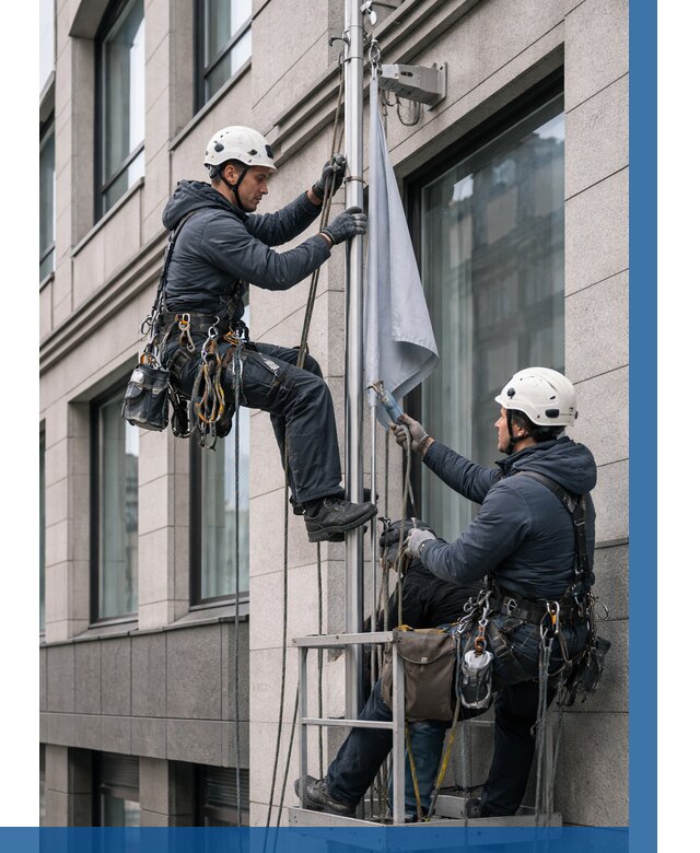 Установка флагов на фасаде в Балахне от 4702 р. | ВЫСОТНИК-Блх