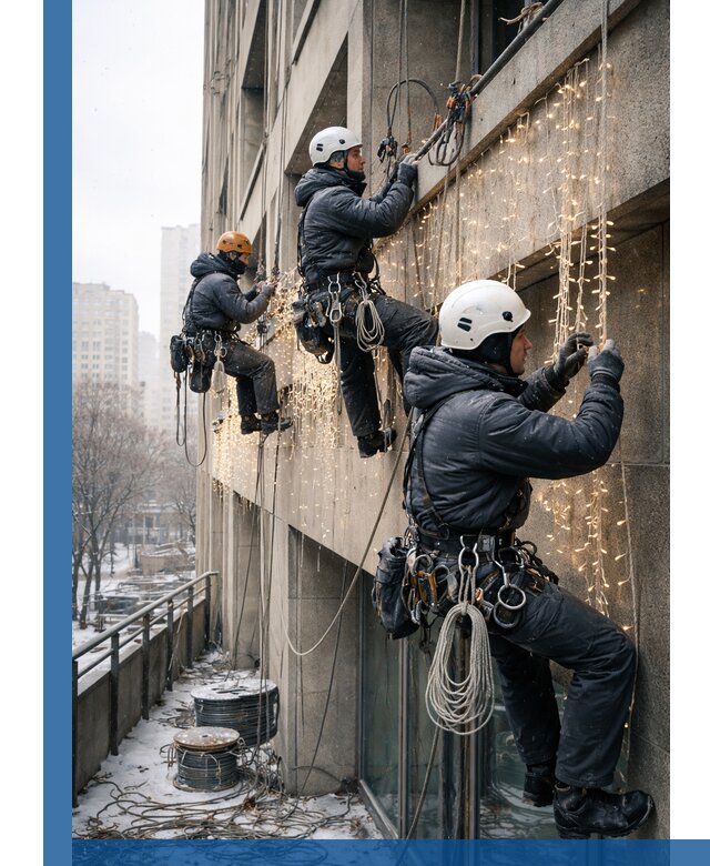 Монтаж новогодней иллюминации и украшение фасадов в Балахне