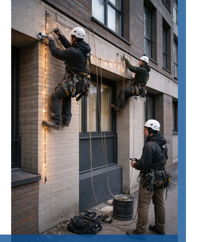 Монтаж гирлянд на фасаде в Балахне от 3657 р. | ВЫСОТНИК-Блх