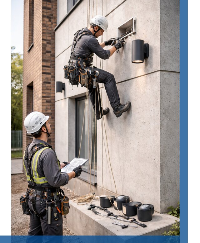 Монтаж фасадного освещения в Балахне от 2612 р. | ВЫСОТНИК-Блх