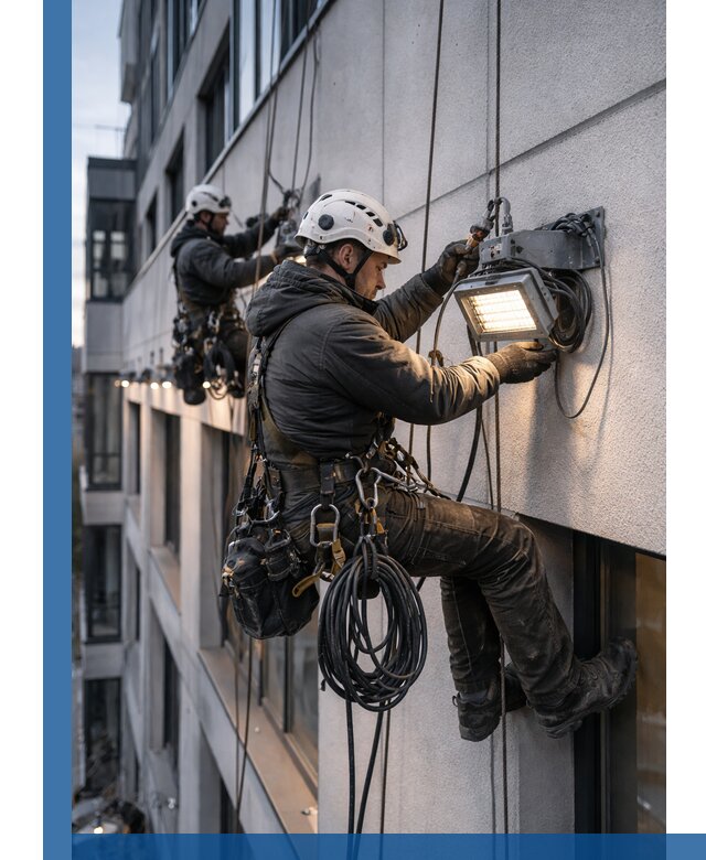 Монтаж фасадного освещения в Балахне установка и подключение