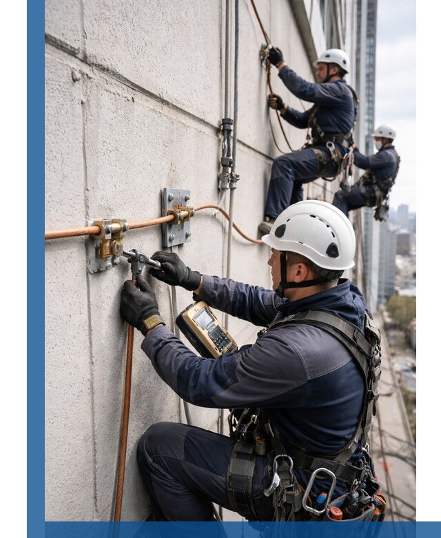 Монтаж системы заземления здания и молниезащиты в Балахне