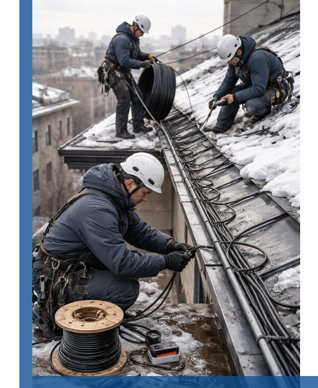 Монтаж греющего кабеля на кровле в Балахне под ключ