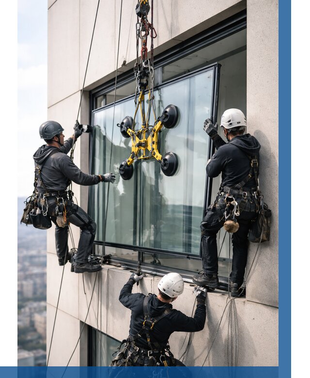 Монтаж стеклопакетов на высоте в Балахне от 3343 р. | ВЫСОТНИК-Блх