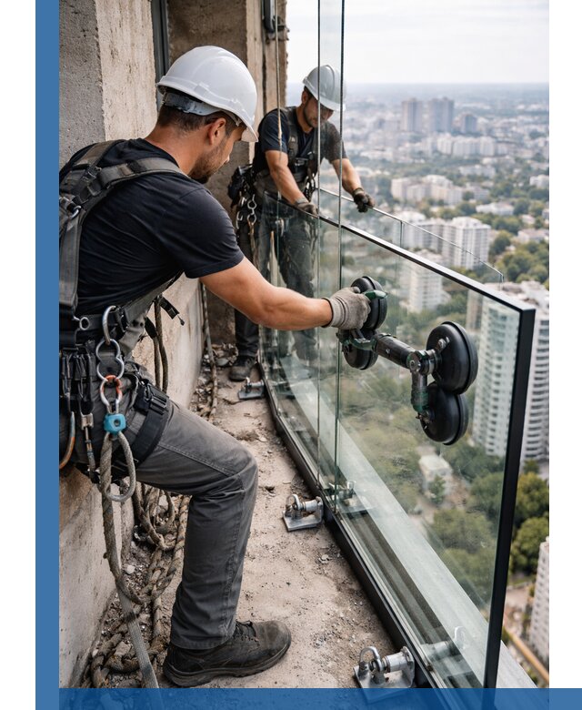 Монтаж стеклянных ограждений под ключ с гарантией в Балахне