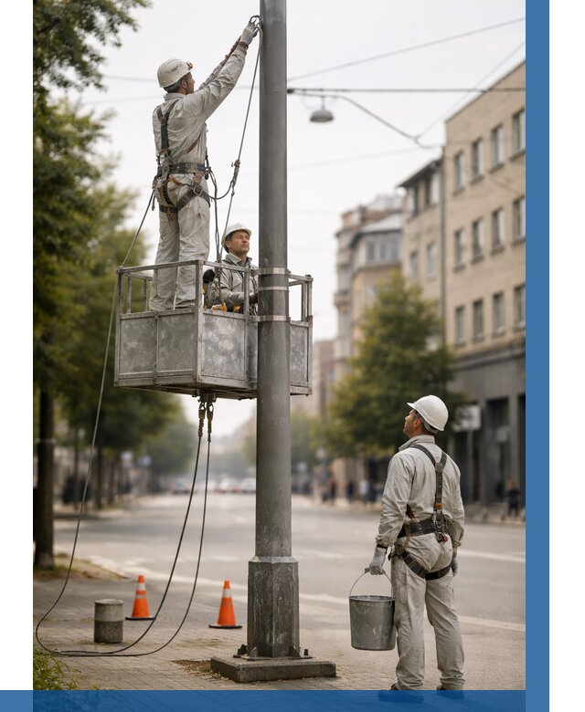 Покраска опор освещения в Балахне от 5224 р. | ВЫСОТНИК-Блх