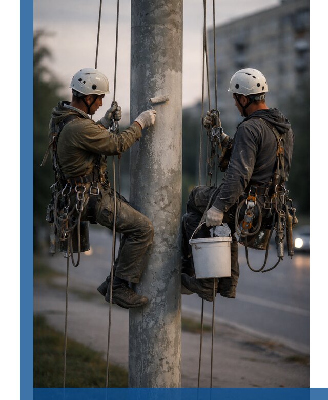 Покраска опор освещения и антикоррозийная защита в Балахне
