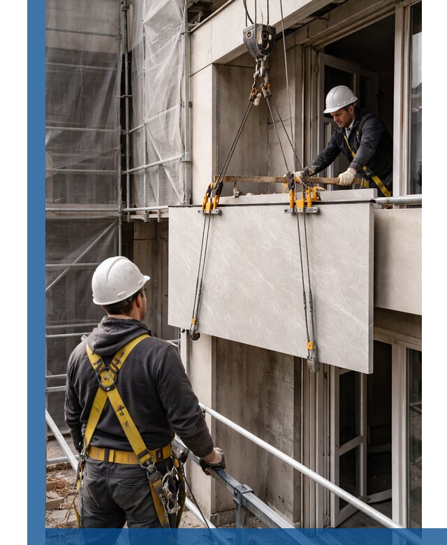 Подъем керамогранита на этаж в Балахне грузчиками и техникой