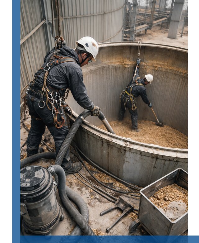 Профессиональная чистка зерновых бункеров в Балахне с выездом