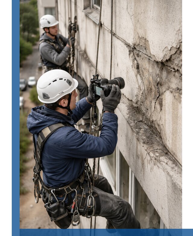 Фотофиксация дефектов фасада с высотной съемкой в Балахне