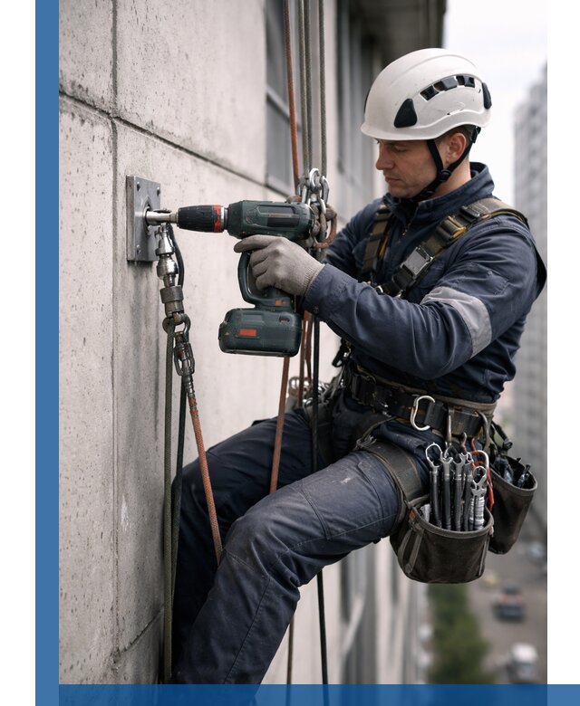 Установка анкерных точек для высотных работ в Балахне